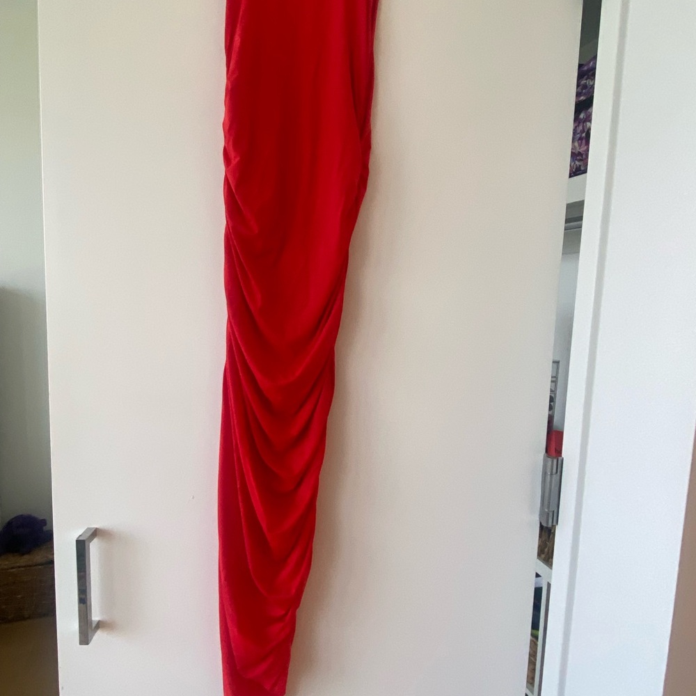 Zara Vibrant Red Draped Midi Dress